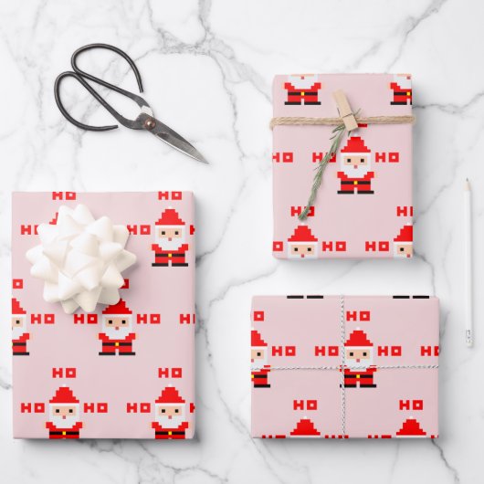 Santa Pixel Art 2 Inpakpapier Vel (Voorkant)