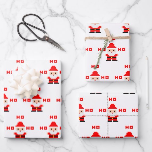 Santa Pixel Art 2 Inpakpapier Vel (Voorkant)