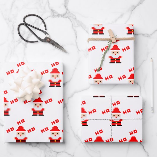 Santa Pixel Art 3 Inpakpapier Vel (Voorkant)