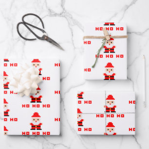 Santa Pixel Art 4 Inpakpapier Vel