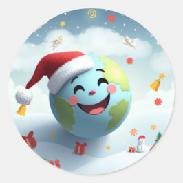 Santa Planet-Sticker Ronde Sticker