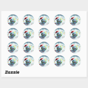 Santa Planet-Sticker Ronde Sticker