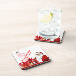 Santa Plastic onderzetters met kurkrug - set van 6