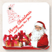 Santa Plastic onderzetters met kurkrug - set van 6 (Voorkant)