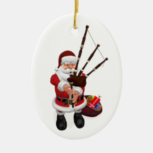 Santa Play Bagpipes Keramisch Ornament
