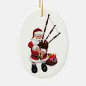 Santa Play Bagpipes Keramisch Ornament (Achterkant)