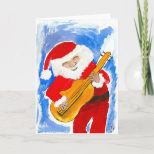 Santa Playin Bass Feestdagen Kaart