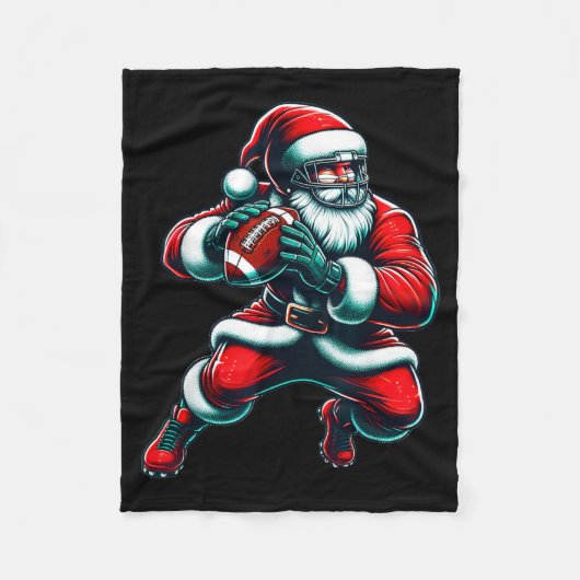 Santa Playing American Football Christmas Women Me Fleece Deken (Voorkant)