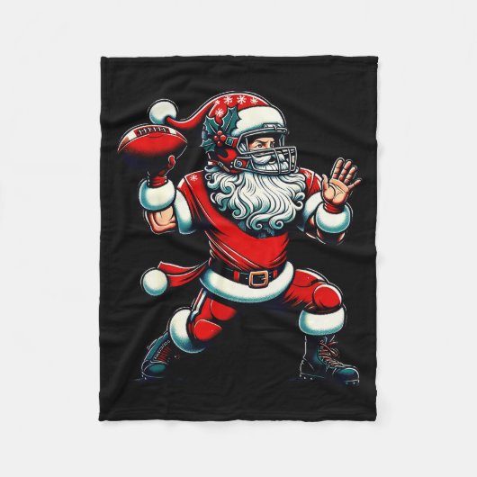 Santa Playing American Football Christmas Women Me Fleece Deken (Voorkant)