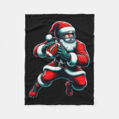 Santa Playing American Football Christmas Women Me Fleece Deken (Voorkant)
