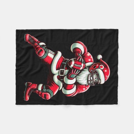 Santa Playing American Football Christmas Women Me Fleece Deken (Voorkant (Horizontaal))