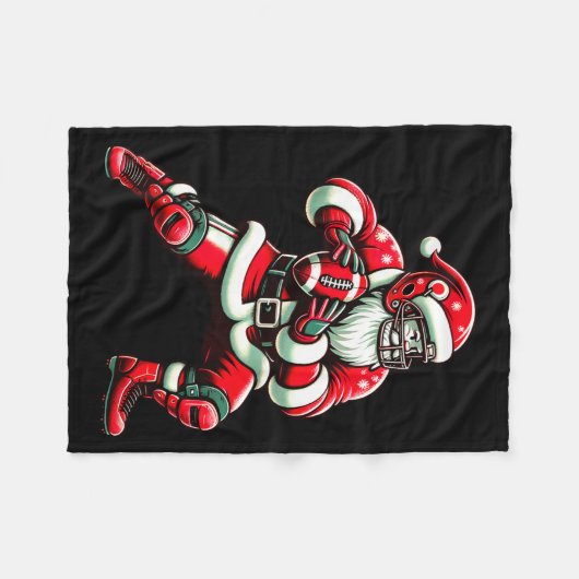 Santa Playing American Football Christmas Women Me Fleece Deken (Voorkant (Horizontaal))