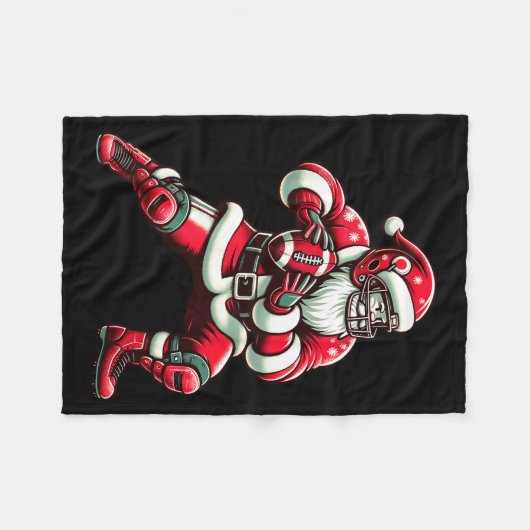 Santa Playing American Football Christmas Women Me Fleece Deken (Voorkant (Horizontaal))
