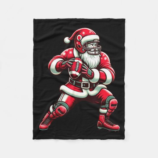 Santa Playing American Football Christmas Women Me Fleece Deken (Voorkant)