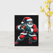 Santa Playing American Football Christmas Women Me Kaart (Gele Bloem)