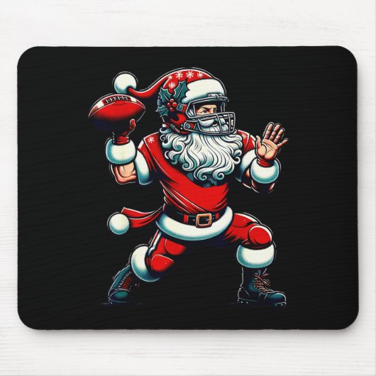 Santa Playing American Football Christmas Women Me Muismat (Voorkant)