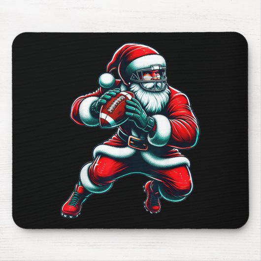 Santa Playing American Football Christmas Women Me Muismat (Voorkant)