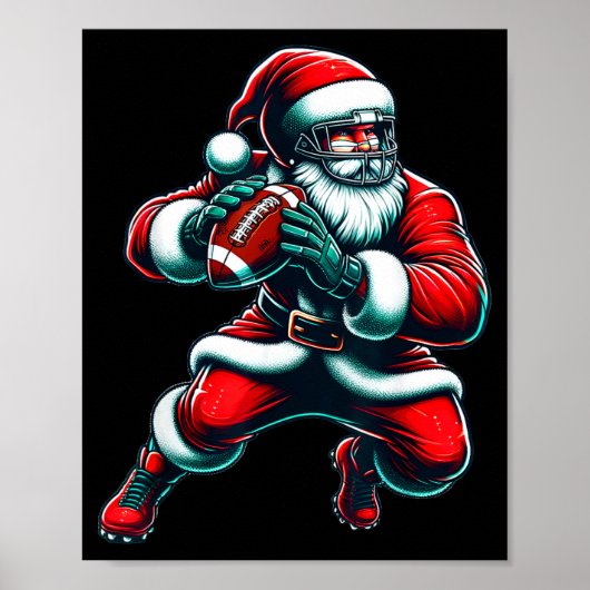 Santa Playing American Football Christmas Women Me Poster (Voorkant)