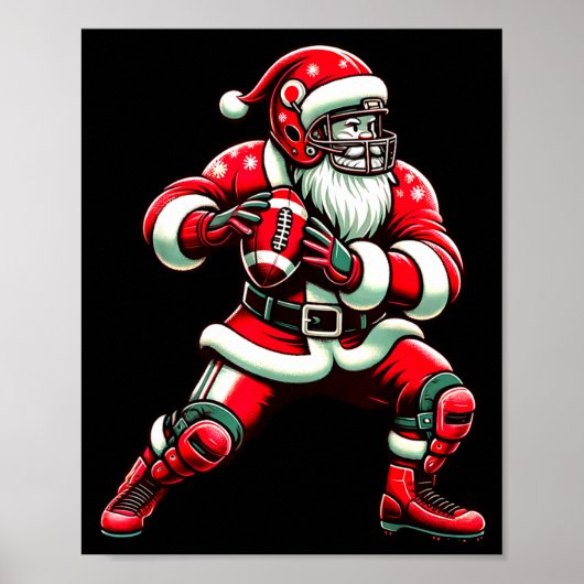 Santa Playing American Football Christmas Women Me Poster (Voorkant)