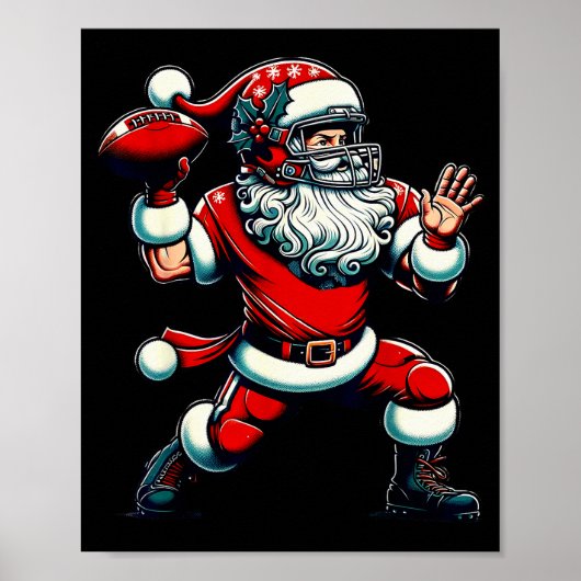 Santa Playing American Football Christmas Women Me Poster (Voorkant)