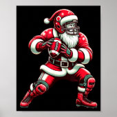 Santa Playing American Football Christmas Women Me Poster (Voorkant)