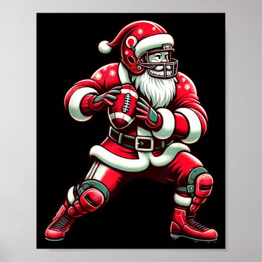 Santa Playing American Football Christmas Women Me Poster (Voorkant)