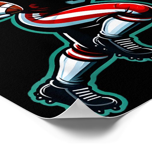 Santa Playing American Football Christmas Women Me Poster (Hoek)