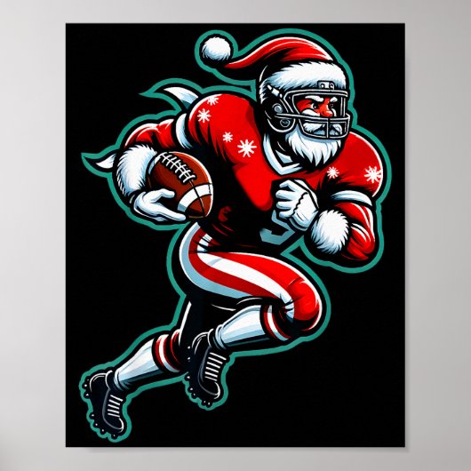 Santa Playing American Football Christmas Women Me Poster (Voorkant)