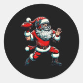 Santa Playing American Football Christmas Women Me Ronde Sticker (Voorkant)