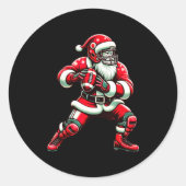 Santa Playing American Football Christmas Women Me Ronde Sticker (Voorkant)