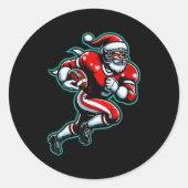 Santa Playing American Football Christmas Women Me Ronde Sticker (Voorkant)