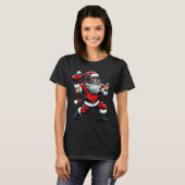 Santa Playing American Football Christmas Women Me T-shirt (Voorkant volledig)