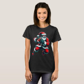 Santa Playing American Football Christmas Women Me T-shirt (Voorkant volledig)