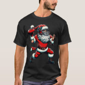 Santa Playing American Football Christmas Women Me T-shirt (Voorkant)