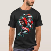 Santa Playing American Football Christmas Women Me T-shirt (Voorkant)