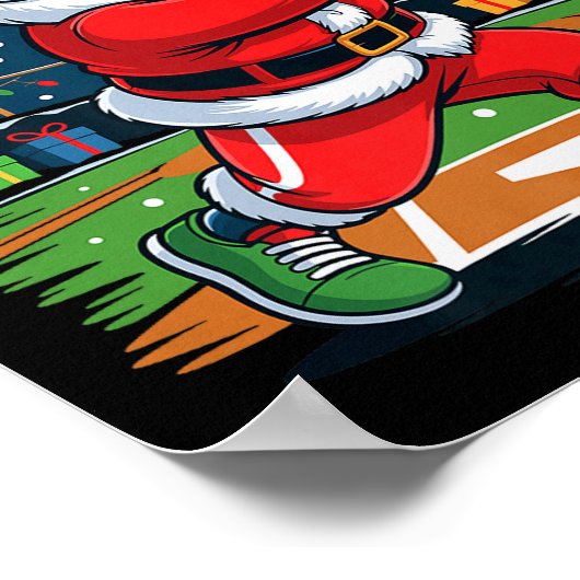 Santa Playing Baseball Funny Holiday Christmas Xma Poster (Hoek)