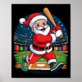 Santa Playing Baseball Funny Holiday Christmas Xma Poster (Voorkant)