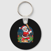 Santa Playing Baseball Funny Holiday Christmas Xma Sleutelhanger (Voorkant)