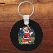 Santa Playing Baseball Funny Holiday Christmas Xma Sleutelhanger (Voorkant)