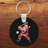Santa Playing Baseball Funny Holiday Christmas Xma Sleutelhanger (Voorkant)