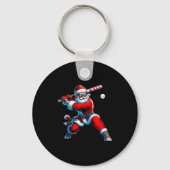 Santa Playing Baseball Men Boys Christmas Baseball Sleutelhanger (Voorkant)