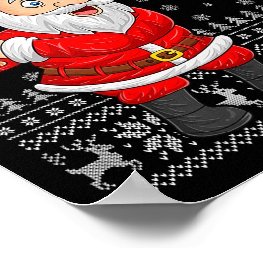 Santa Playing Baseball Softball Ugly Christmas Swe Poster (Hoek)