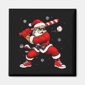 Santa Playing Baseball Xmas Funny Christmas Baseba Magneet (Voorkant)