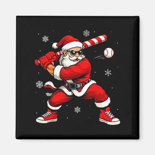 Santa Playing Baseball Xmas Funny Christmas Baseba Magneet (Voorkant)