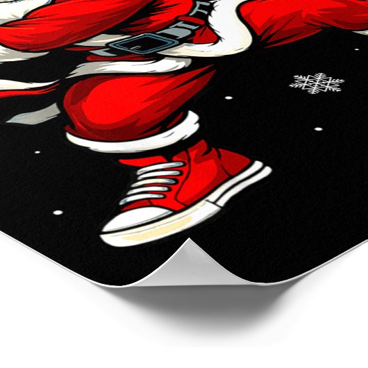 Santa Playing Baseball Xmas Funny Christmas Baseba Poster (Hoek)