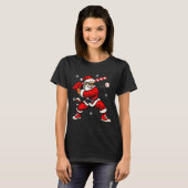 Santa Playing Baseball Xmas Funny Christmas Baseba T-shirt (Voorkant volledig)