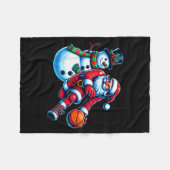 Santa Playing Basketball With A Snowman Christmas  Fleece Deken (Voorkant (Horizontaal))