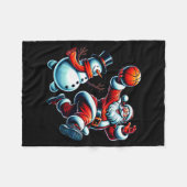 Santa Playing Basketball With A Snowman Christmas  Fleece Deken (Voorkant (Horizontaal))