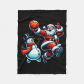 Santa Playing Basketball With A Snowman Christmas  Fleece Deken (Voorkant)