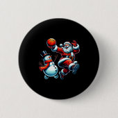Santa Playing Basketball With A Snowman Christmas Ronde Button 5,7 Cm (Voorkant)